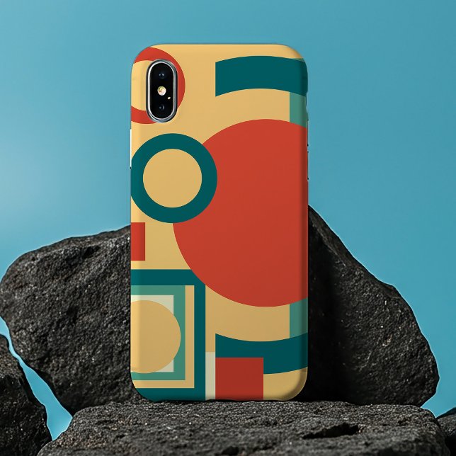 Retro Geometric Risograph Style Abstract Design Case-Mate iPhone Case (Retro Geometric Risograph Style Abstract Design. iPhone Case)