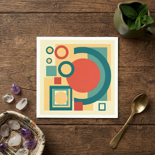 Retro Geometric Risograph Style Abstract Design Napkin