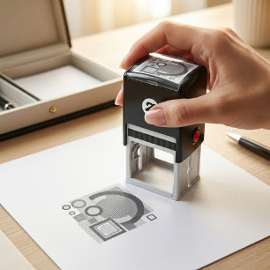 Retro Geometric Risograph Style Abstract Design Self-inking Stamp