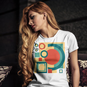 Retro Geometric Risograph Style Abstract Design T-Shirt