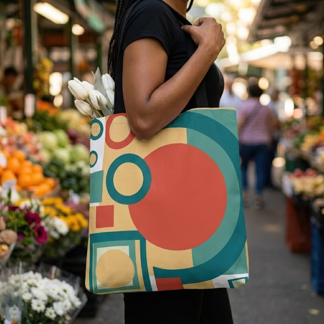 Retro Geometric Risograph Style Abstract Design Tote Bag (Retro Geometric Risograph Style Abstract Design. Tote Bag)