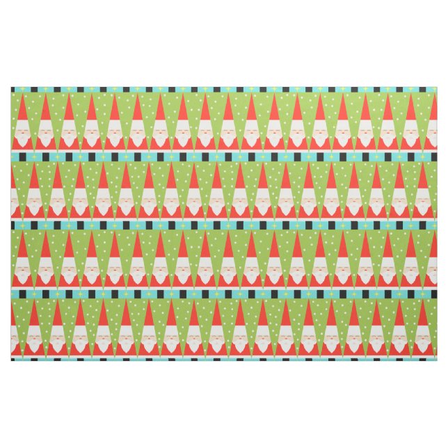 Retro Geometric Santa Combed Cotton Fabric (Fat Quarter)
