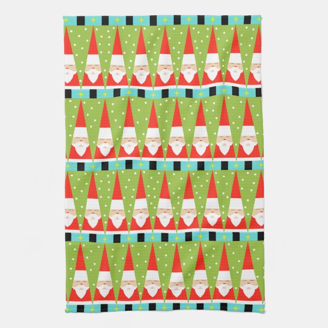 Retro Geometric Santa Kitchen Towel (Vertical)