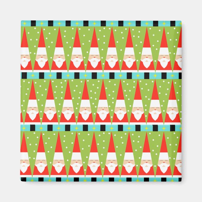Retro Geometric Santa Square Magnet (Front)