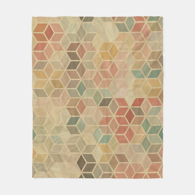 Retro Geometric: Seamless Design Fleece Blanket (Front)