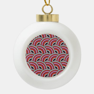 Retro Geometric Seamless Pattern Ceramic Ball Christmas Ornament