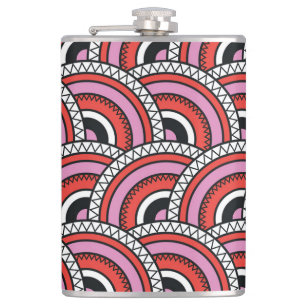 Retro Geometric Seamless Pattern Hip Flask