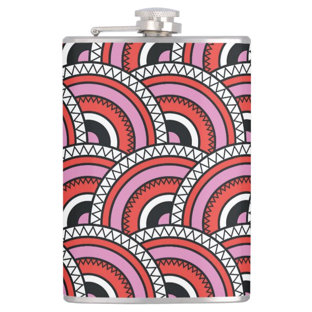 Retro Geometric Seamless Pattern Hip Flask (Front)
