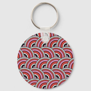 Retro Geometric Seamless Pattern Key Ring