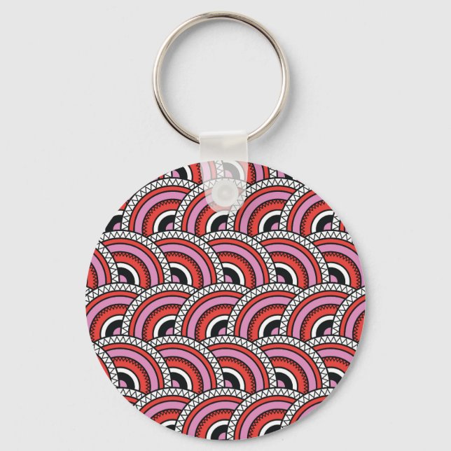 Retro Geometric Seamless Pattern Key Ring (Front)