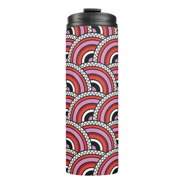 Retro Geometric Seamless Pattern Thermal Tumbler (Front)