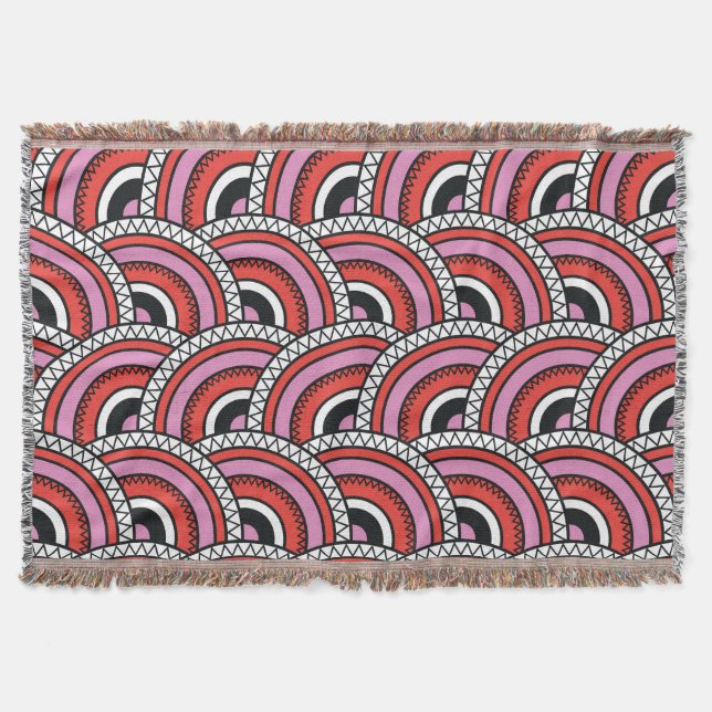 Retro Geometric Seamless Pattern Throw Blanket (Front)