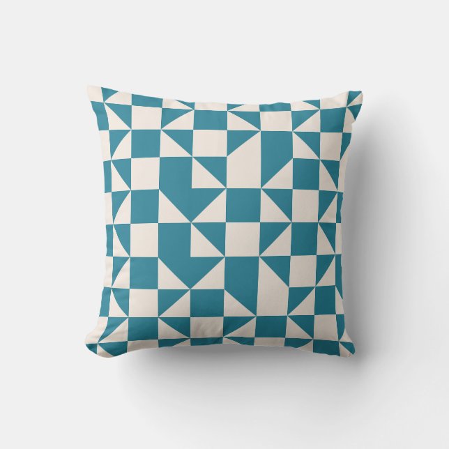 Retro Geometric Seamless Pattern Throw Pillow (Front)