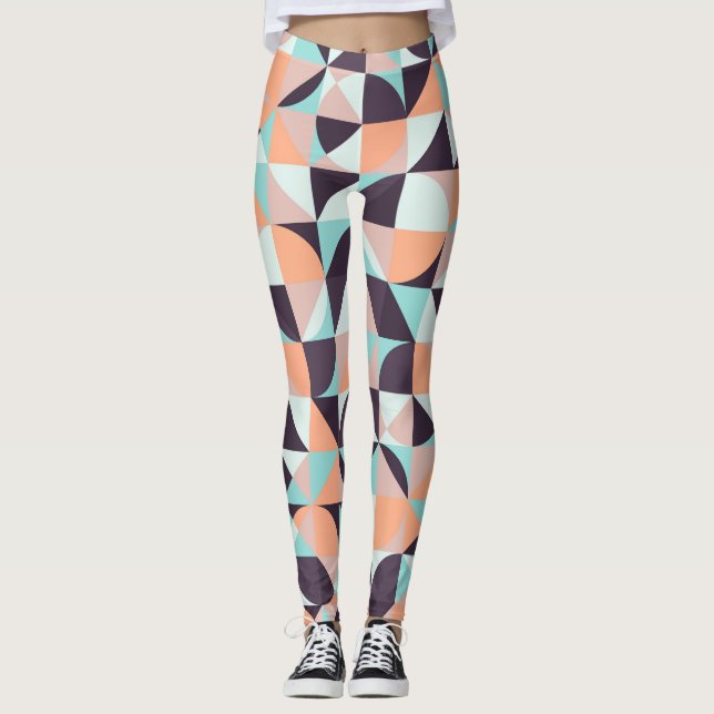 Retro geometric, seamless vintage background leggings (Front)