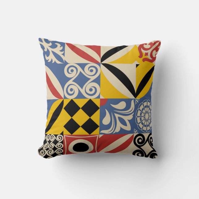 Retro geometric shapes: Azulejos tiles. Cushion (Front)