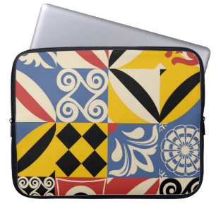 Retro geometric shapes: Azulejos tiles. Laptop Sleeve