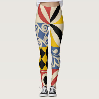 Retro geometric shapes: Azulejos tiles. Leggings