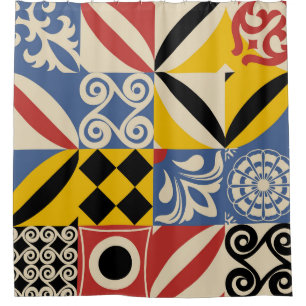 Retro geometric shapes: Azulejos tiles. Shower Curtain