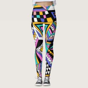 Retro Geometric Shapes: Colorful Vintage. Leggings