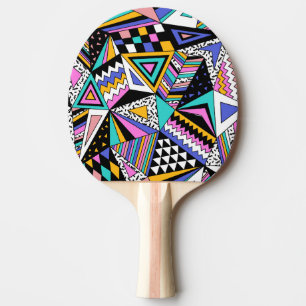 Retro Geometric Shapes: Colorful Vintage. Ping Pong Paddle