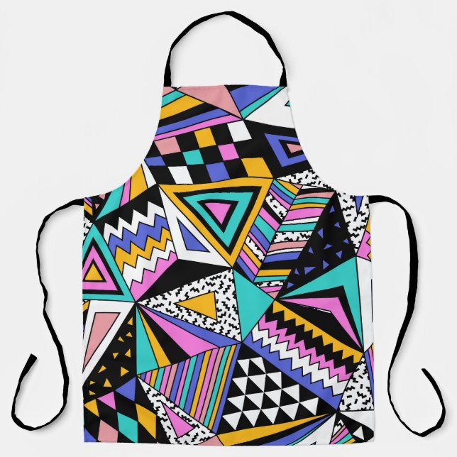 Retro Geometric Shapes: Colourful Vintage. Apron (Front)