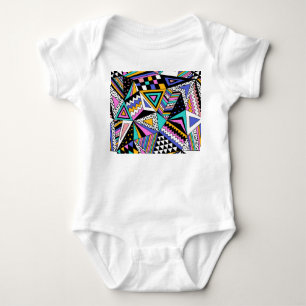 Retro Geometric Shapes: Colourful Vintage. Baby Bodysuit