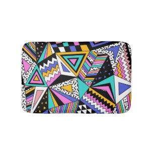Retro Geometric Shapes: Colourful Vintage. Bath Mat