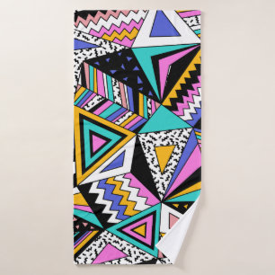 Retro Geometric Shapes: Colourful Vintage. Bath Towel