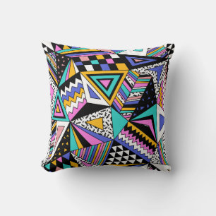 Retro Geometric Shapes: Colourful Vintage. Cushion