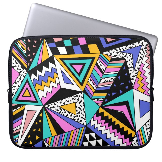 Retro Geometric Shapes: Colourful Vintage. Laptop Sleeve (Front)