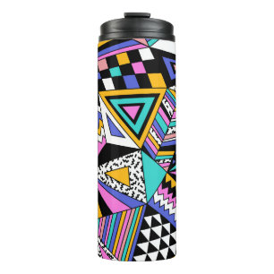 Retro Geometric Shapes: Colourful Vintage. Thermal Tumbler