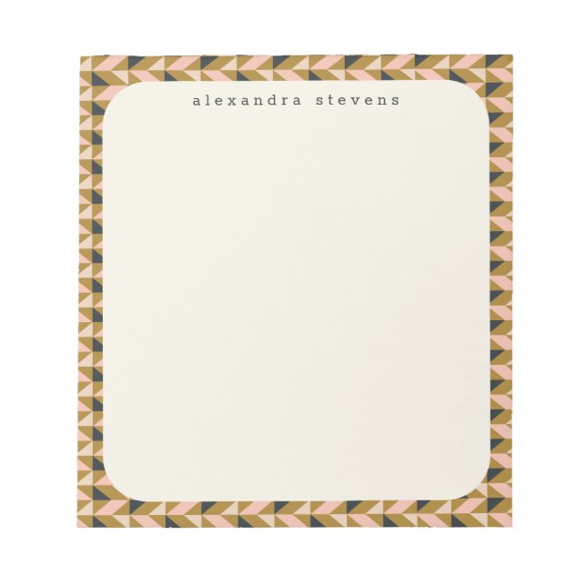 Retro Geometric Shapes Gold Black Personalised  Notepad (Front)
