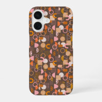 Retro Geometric Shapes in Brown Pink and Orange