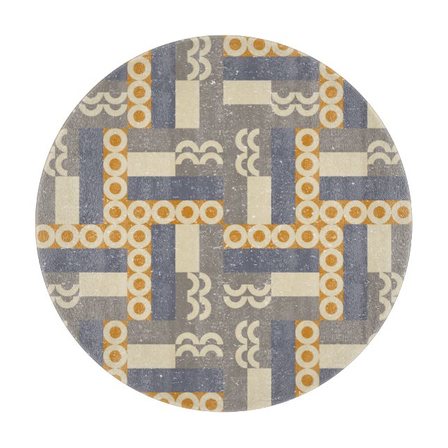Retro geometric shapes, modern pattern cutting board (Front)