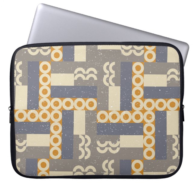 Retro geometric shapes, modern pattern laptop sleeve (Front)