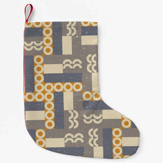 Retro geometric shapes, modern pattern small christmas stocking (Front)