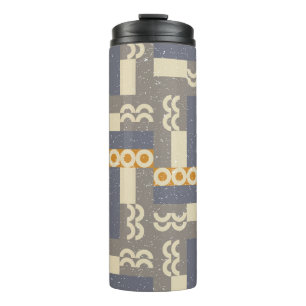 Retro geometric shapes, modern pattern thermal tumbler