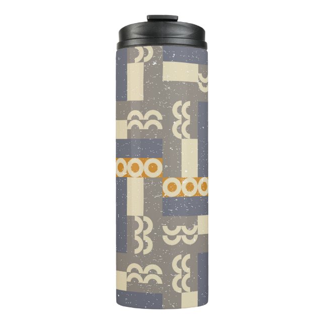 Retro geometric shapes, modern pattern thermal tumbler (Front)
