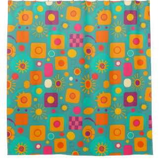 Retro Geometric Shower Curtain – Funky & Fun