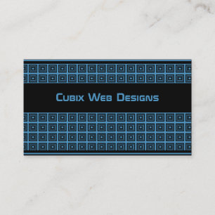Retro Geometric Squares Business Card, Light Blue Card