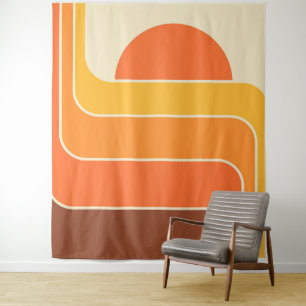 Retro Geometric Sun Design Tapestry