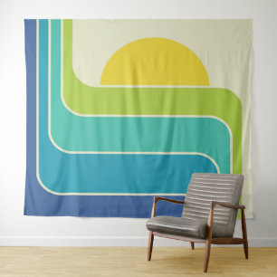 Retro Geometric Sun Design Tapestry