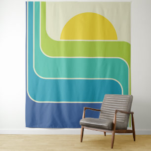 Retro Geometric Sun Design Tapestry