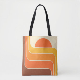 Retro Geometric Sun Design Tote Bag