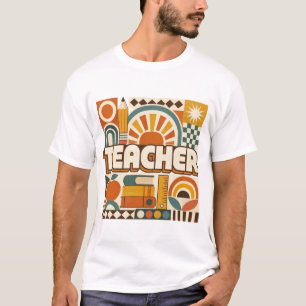 Retro Geometric Teacher Classroom Design T-Shirt