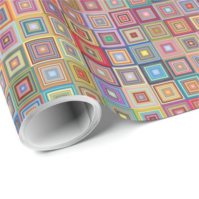 Retro Geometric Tile Pattern Wrapping Paper (Roll Corner)