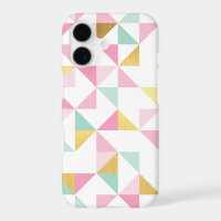 RETRO GEOMETRIC triangle pattern pink mint gold