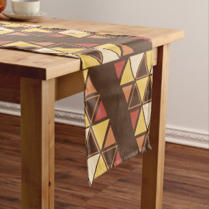 Retro Geometric Triangles Autumn Short Table Runner