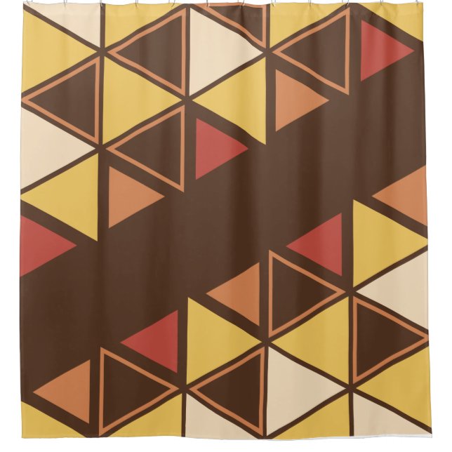 Retro Geometric Triangles Autumn Shower Curtain (Front)