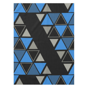 Retro Geometric Triangles Blue Silver Tablecloth